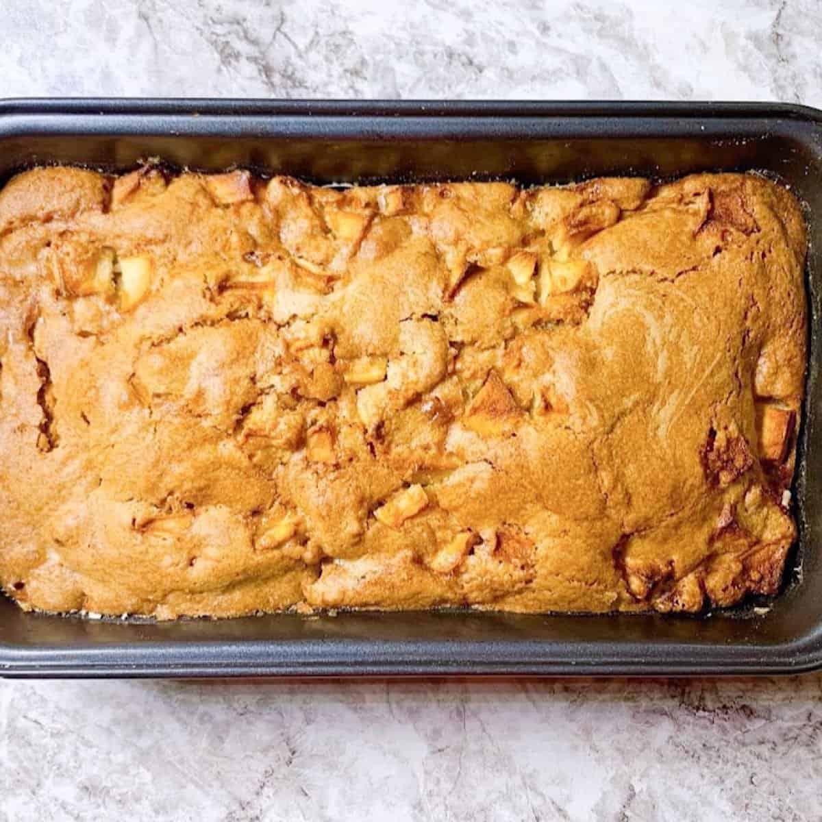 Apple cake in loaf pan