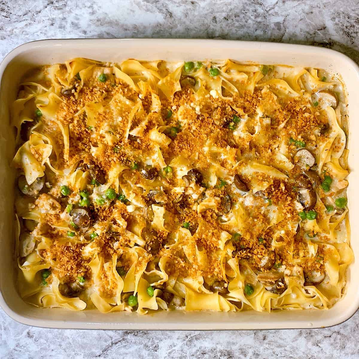 Tuna Noodle Casserole in baking dish