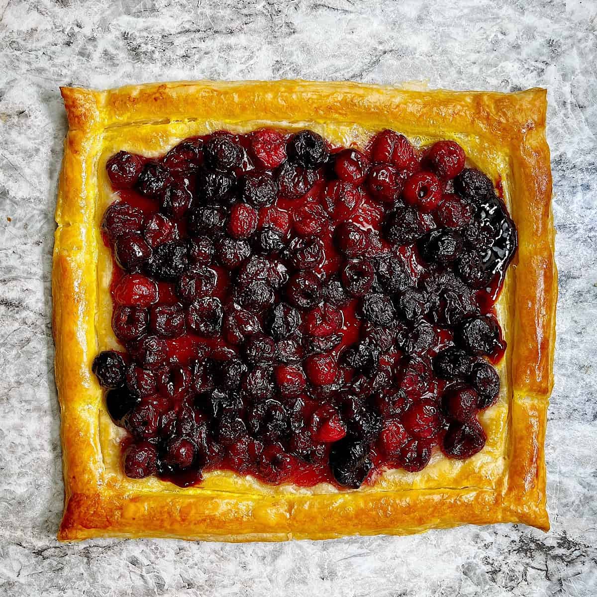 Sweet Cherry puff pastry tart