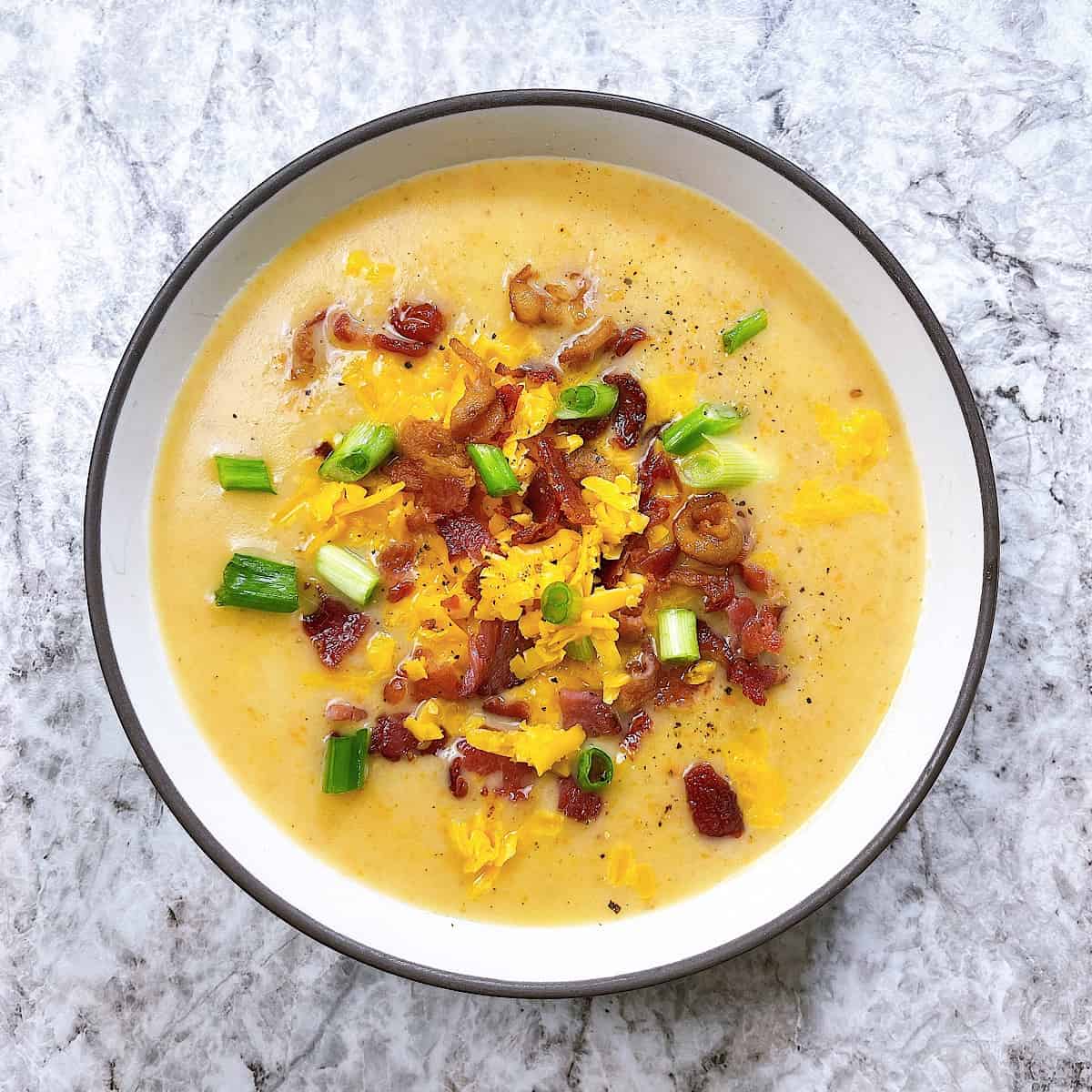 Loaded Baked Potato Soup in bowl