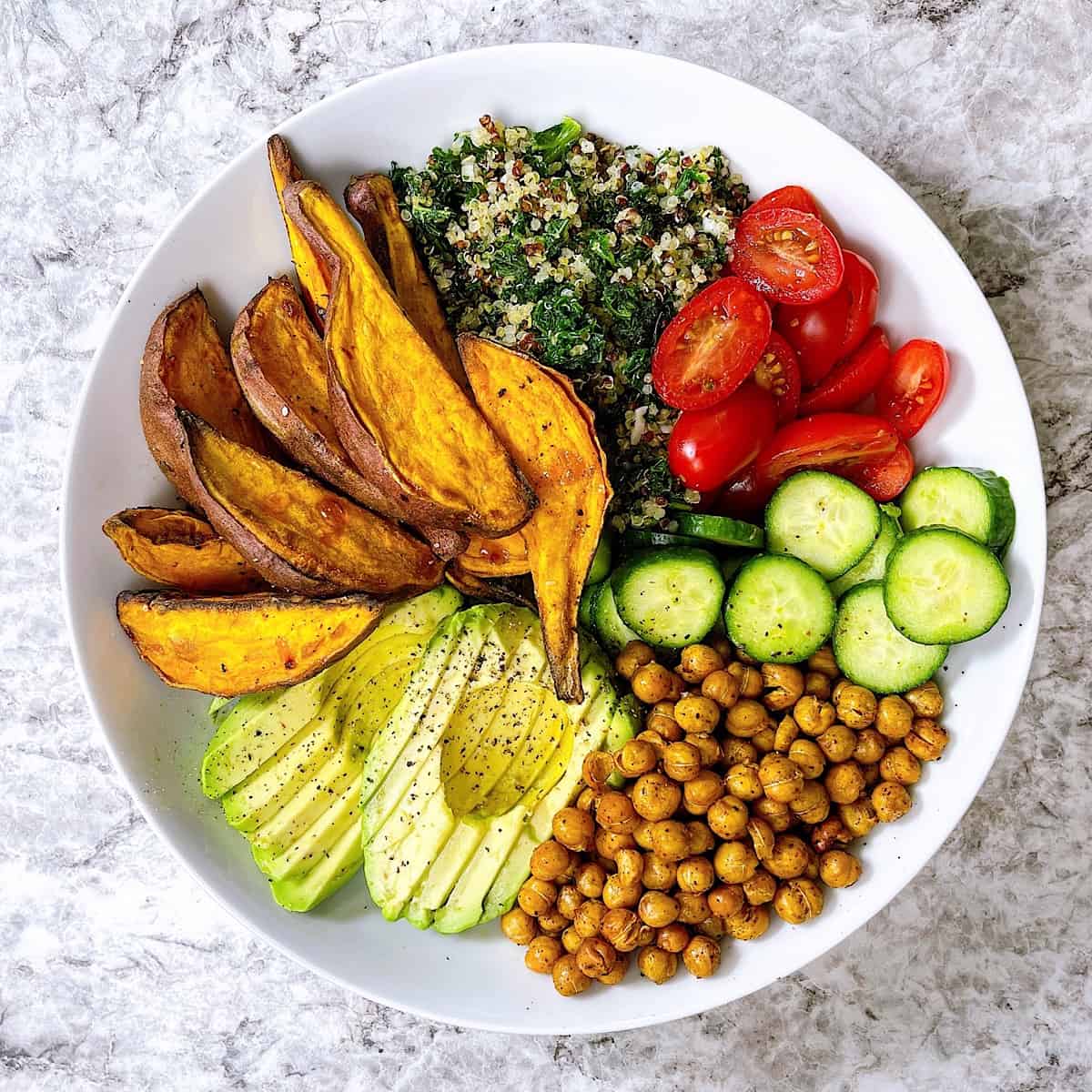Vegan Grain Bowl with plant based vegetables and quinoa