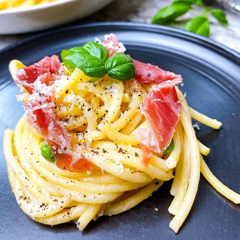 Easy Bucatini alla Carbonara Recipe with Prosciutto and Peas Powell