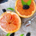 grapefruit brulee with blackberry garnish and mint