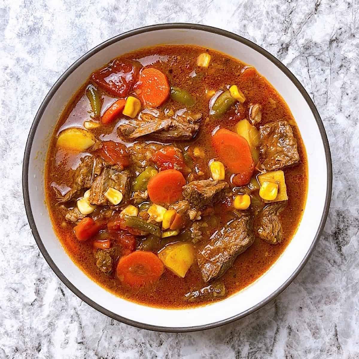 Hearty Beef Vegetable Soup in bowl