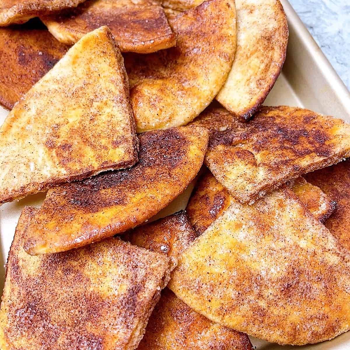 Air Fryer Pita Chips on sheet pan