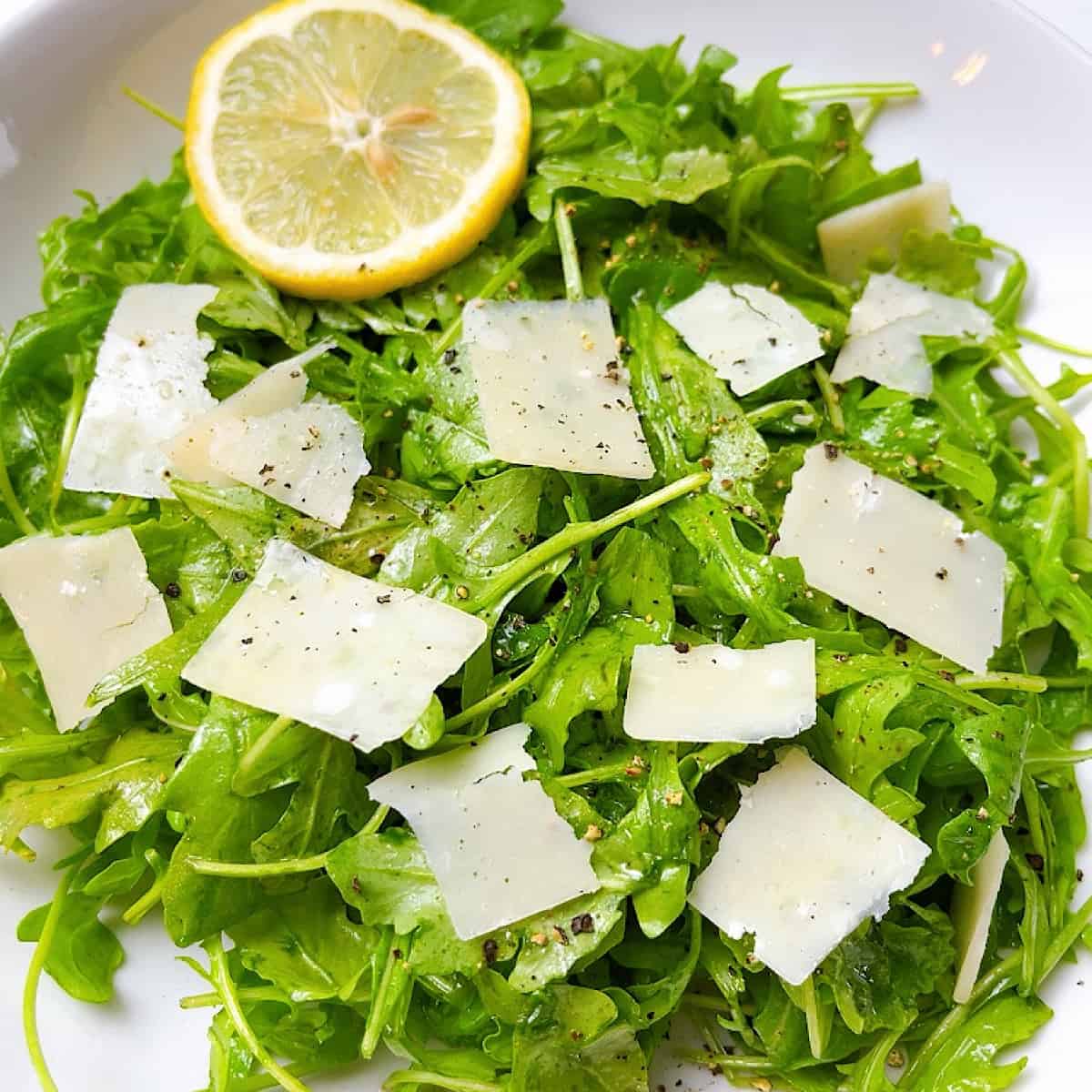 Arugula Salad with Lemon Vinaigrette close up