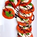 candy cane shaped caprese with basil and balsamic