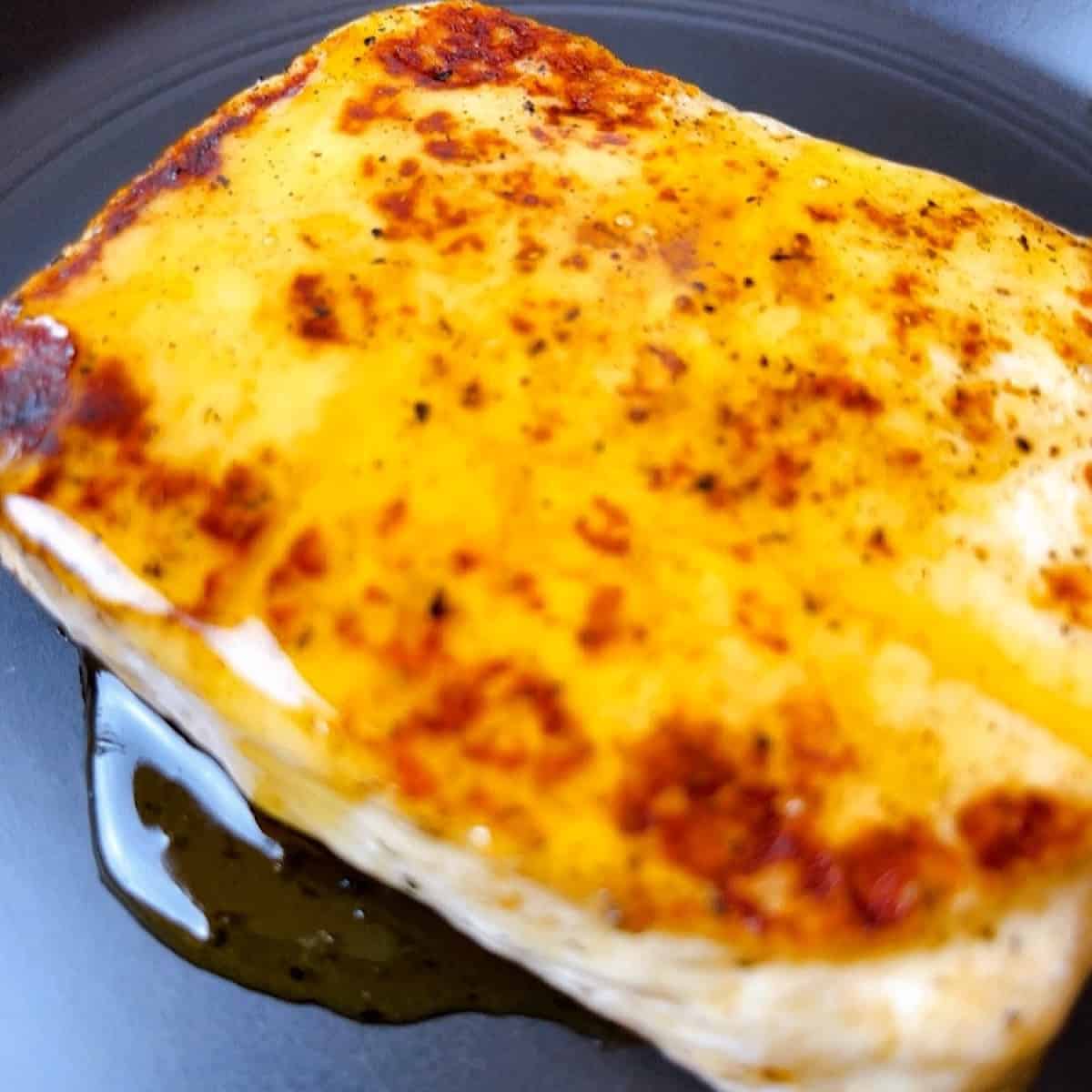 Pan Fried Halloumi Cheese with Honey close up