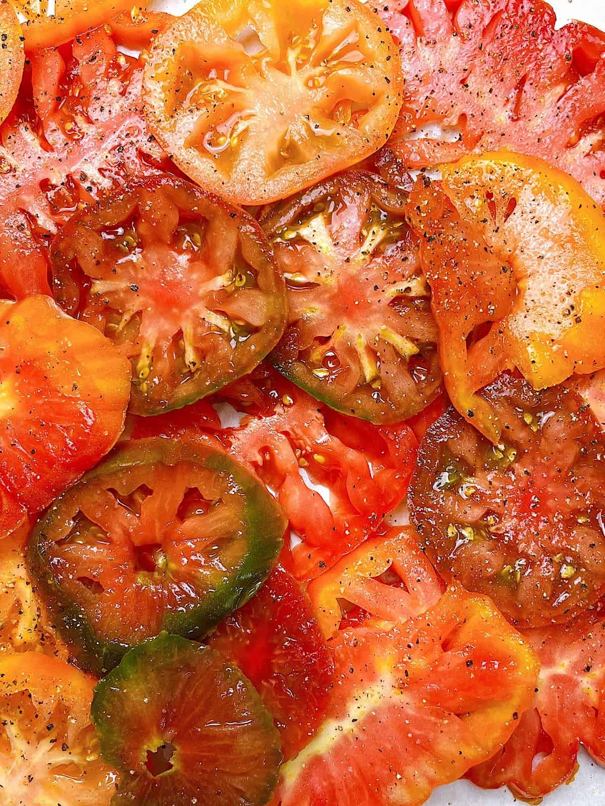 burrata caprese salad sliced tomatoes close up