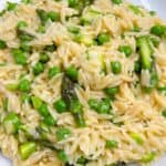 asparagus orzo close up