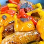 Italian sausage and peppers with white wine feature image close up shot