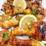 lemon pepper drumsticks feature image on try with lemon and parsley looking crispy
