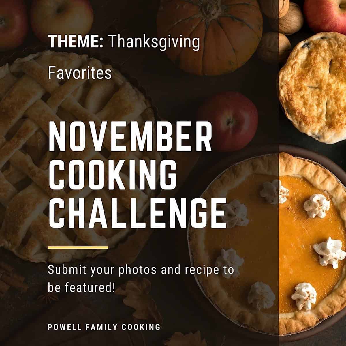 November cooking challenge graphic feature image