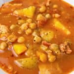garbanzo bean soup recipe with chorizo feature image close up