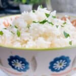 Jasmine rice instant pot recipe feature image close up in bowl with parsley