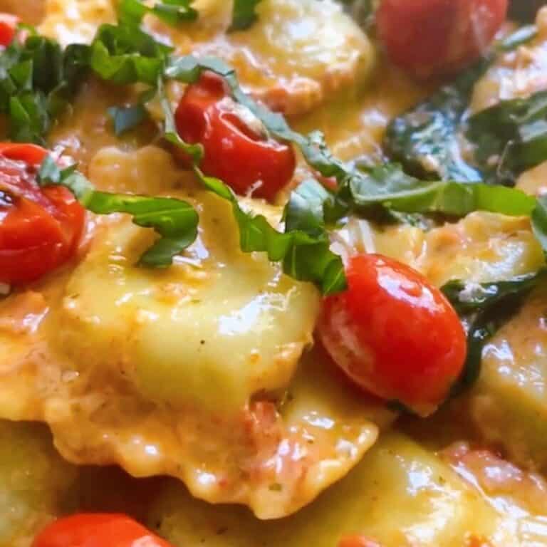 Skillet Ravioli with Spinach and Sundried Tomato Pesto | Powell Family ...