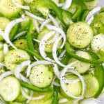 southern cucumber and onion salad feature image close up photo seasoned