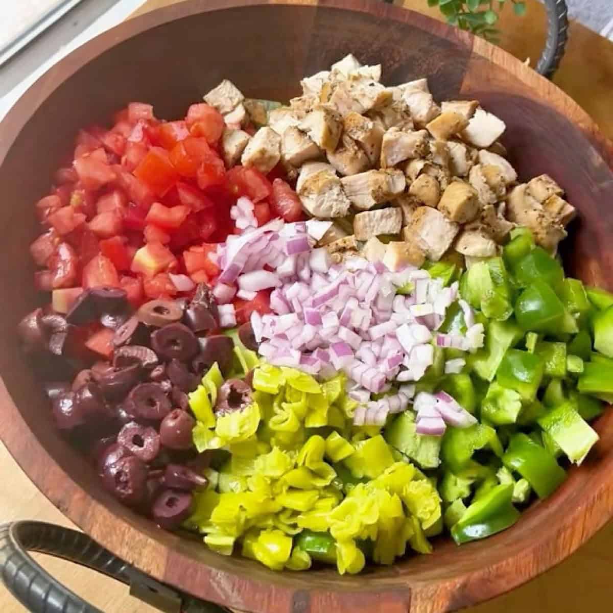 Remaining chopped ingredients added along with chicken.