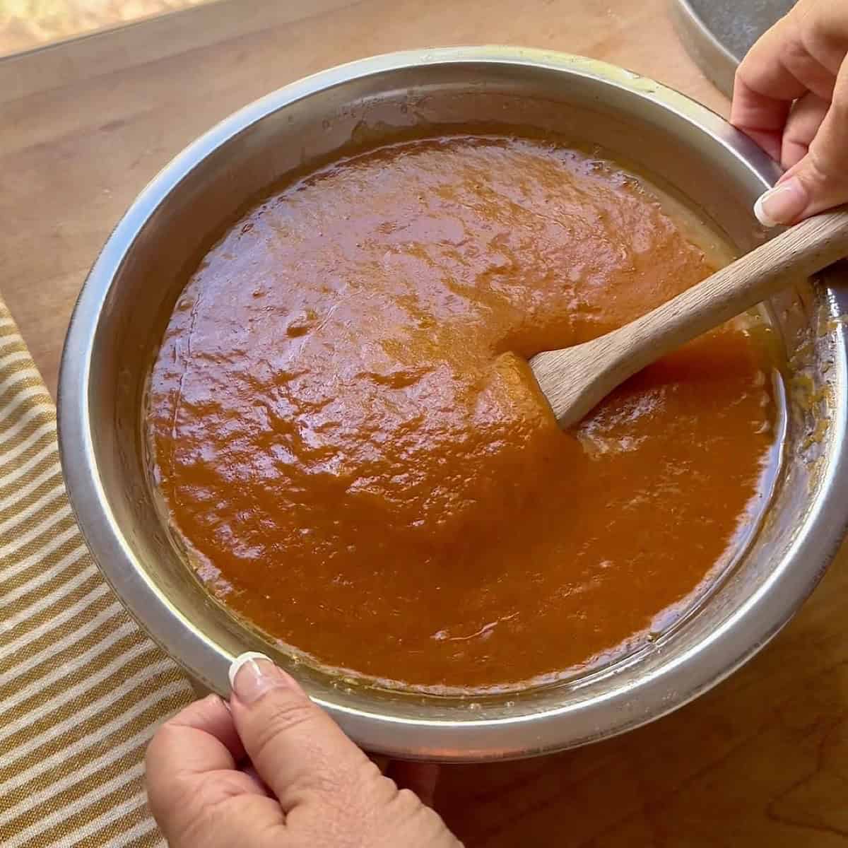 Wet ingredients mixed in a bowl.