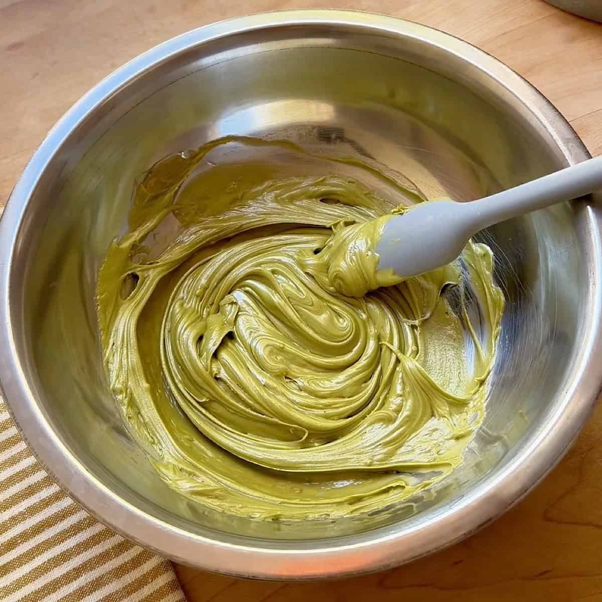 Mixing the pistachio butter base.