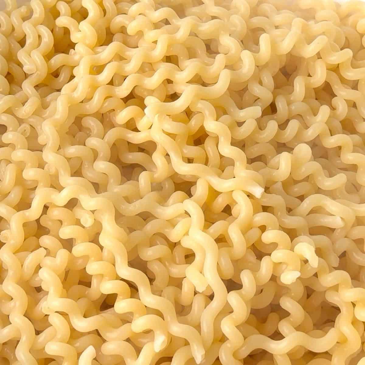 Boiled fusilli noodles, drained.