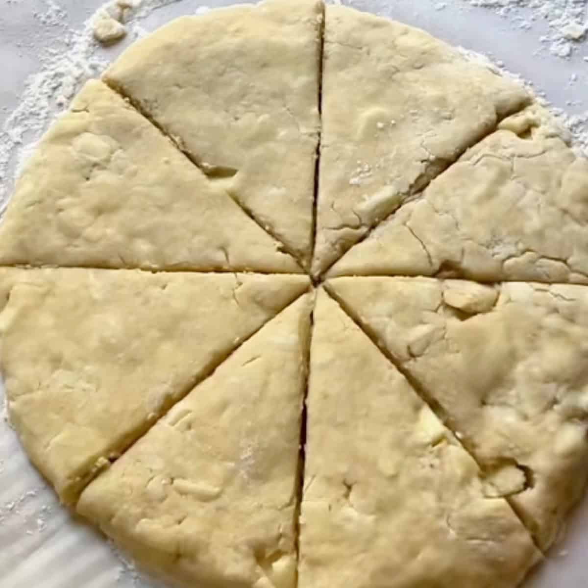 Scones cut into 8 wedges.