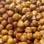 Crispy buffalo chickpeas roasted and dusted with seasoning.